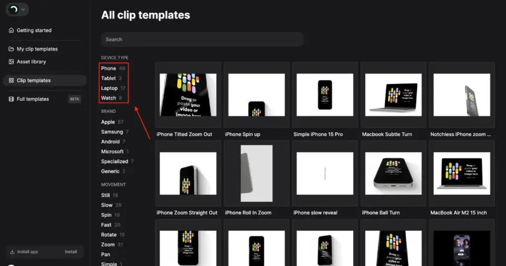 few templates in rotato