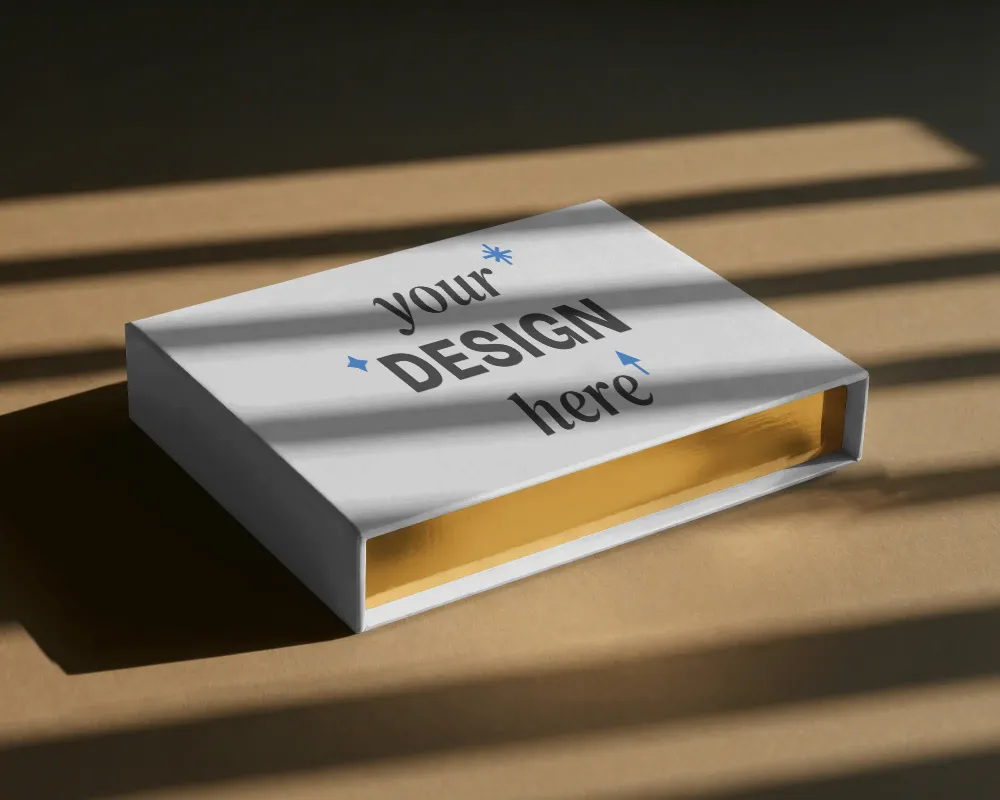 luxury slide box mockup with open flap