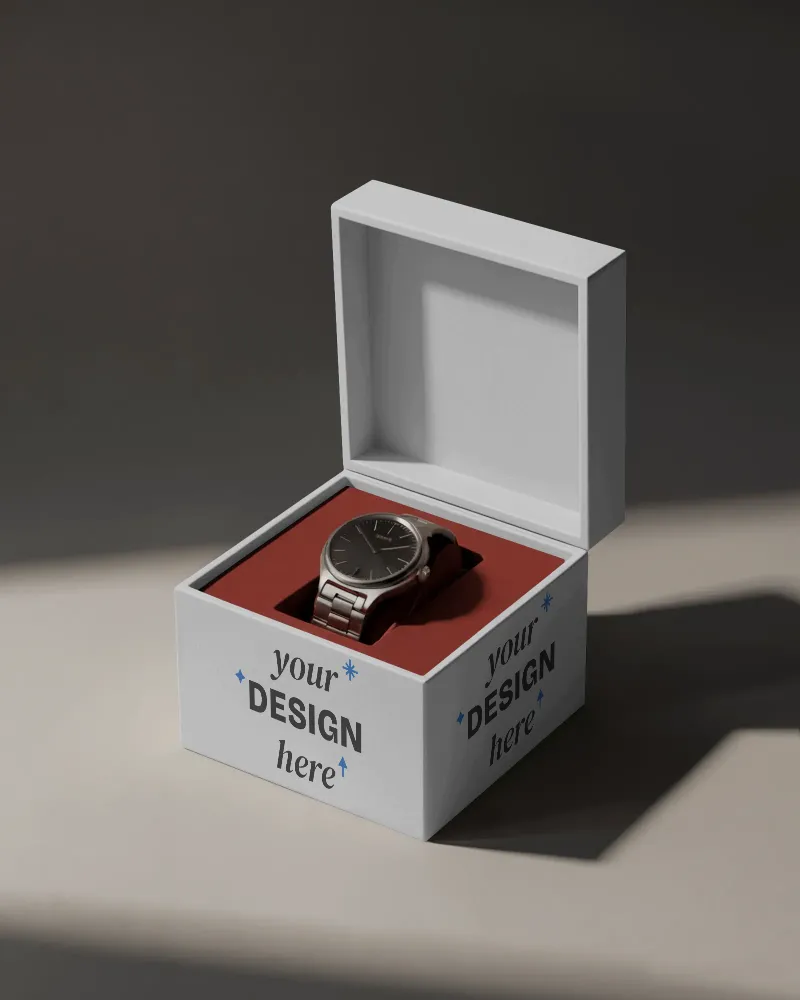 luxury watch packaging box mockup open display