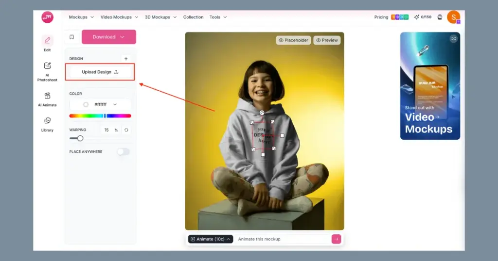 upload your pattern design on how to create all over print mockups