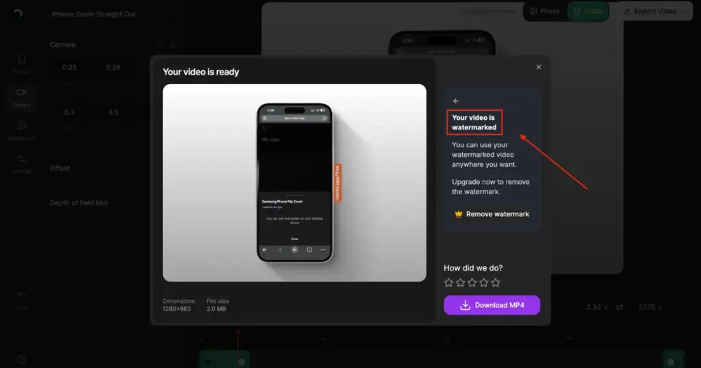 watermark on a free plan of rotato