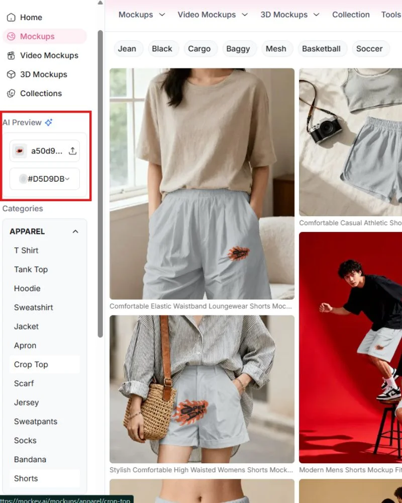 AI Preview Feature of shorts mockup