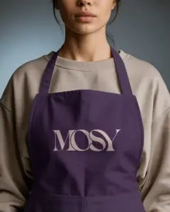 classic plain apron logo mockup with adjustable neck strap for professional and home cooking use