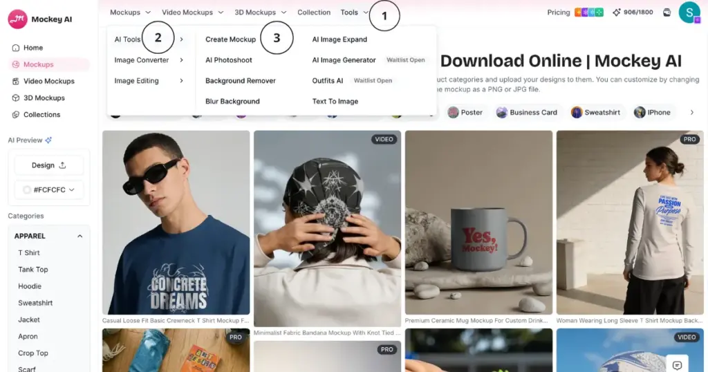 click create mockup in ai tools for custom mockup