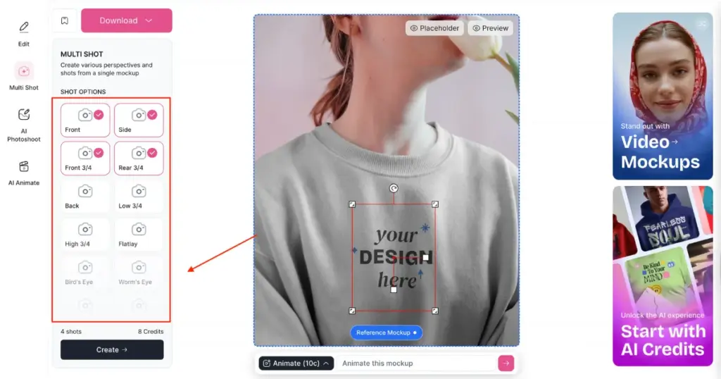 multiple shot angle from single logo mockup