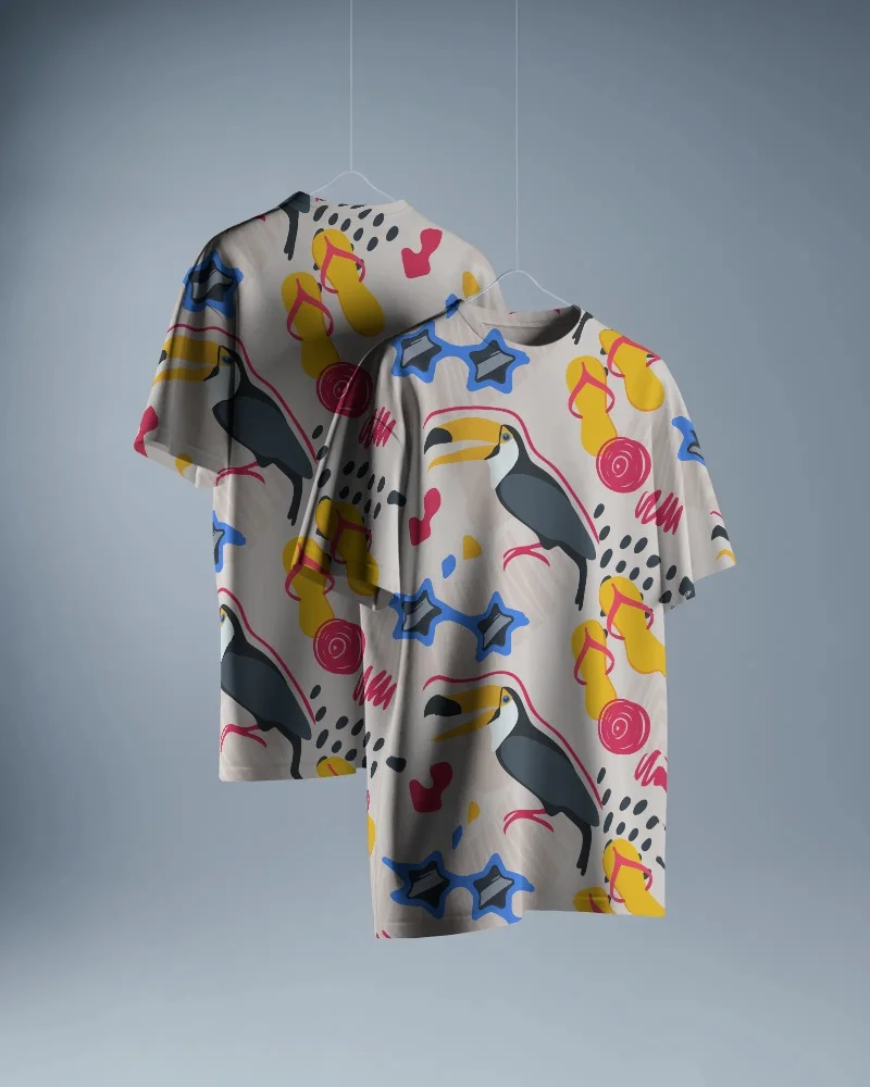 premium quality blank two tshirt mockup hanging on hooks for presentation