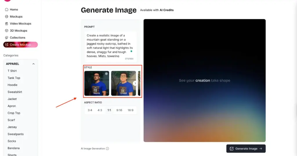 scroll through available styles