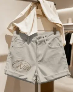 stylish casual womens denim shorts mockup with rolled hem perfect for summer outfits