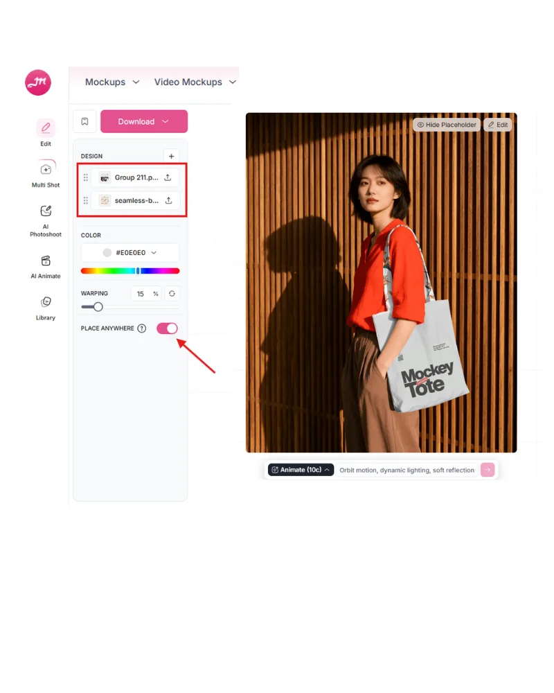 Place Anywhere Feature