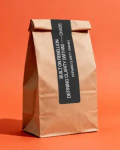 eco friendly kraft paper bag with blank label for custom product packaging and branding