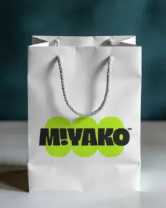 eco friendly paper bag mockup with rope handle for retail packaging and branding designs