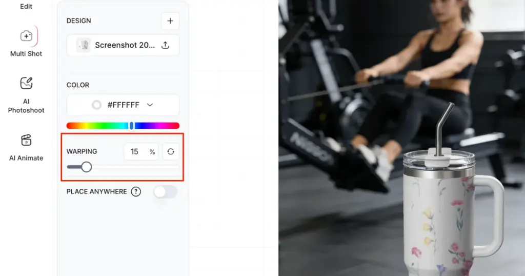 adjusting warping percentage for design placement
