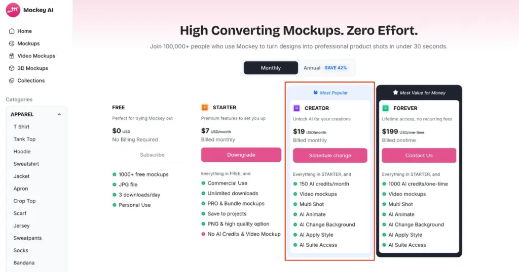 buy the creator plan for ai product videos