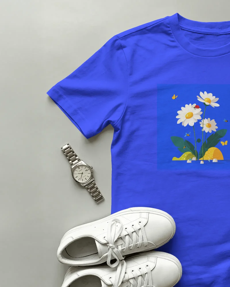 classic casual tshirt mockup stylish wristwatch and sneakers flatlay for fashion brand 04167