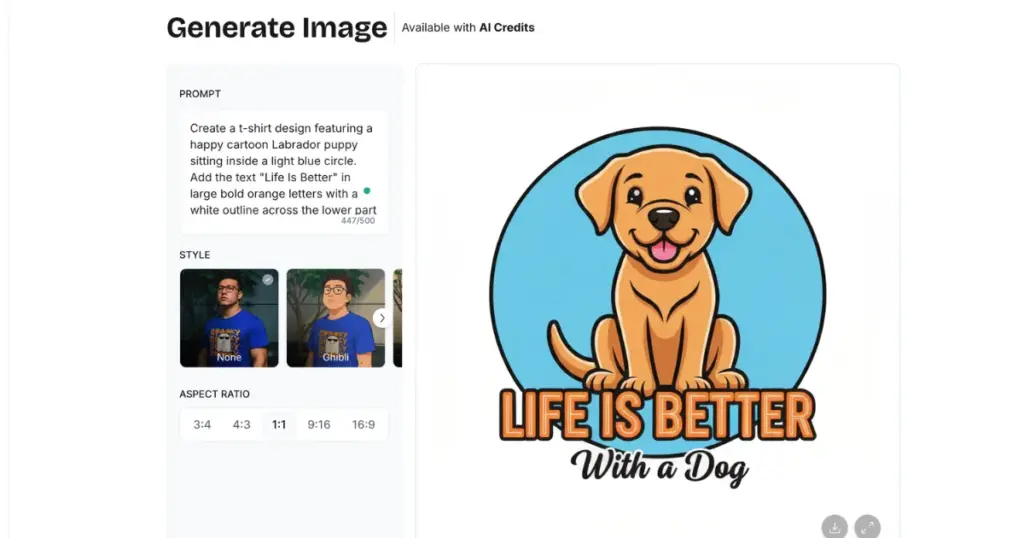 cute dog design using mockey's text-to-image