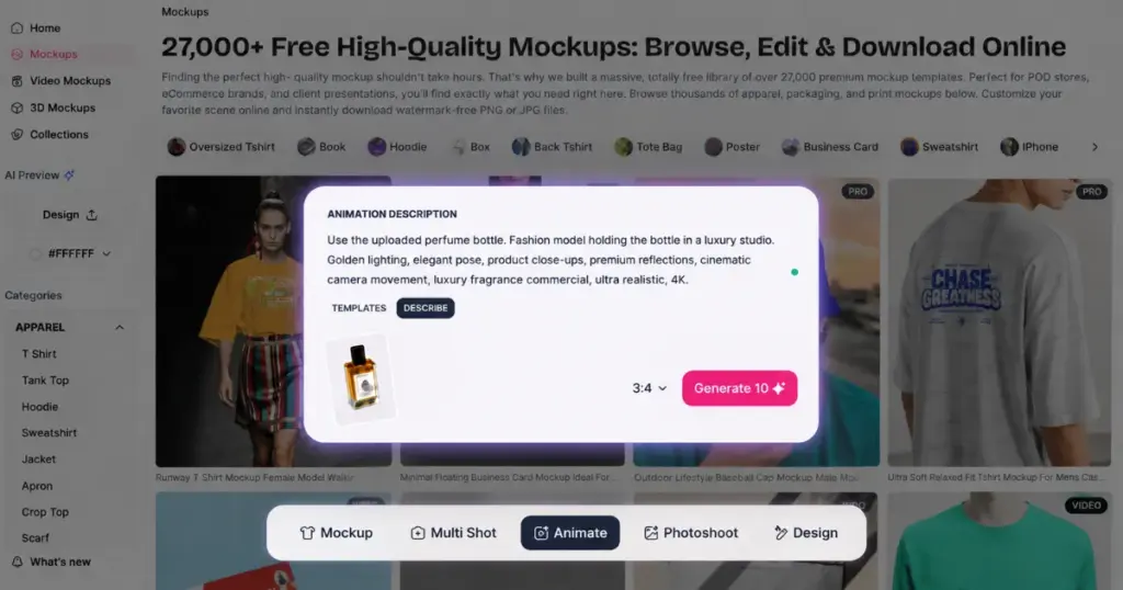 describe scene to create product video with ai