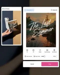 live preview while editing in the book mockup generator