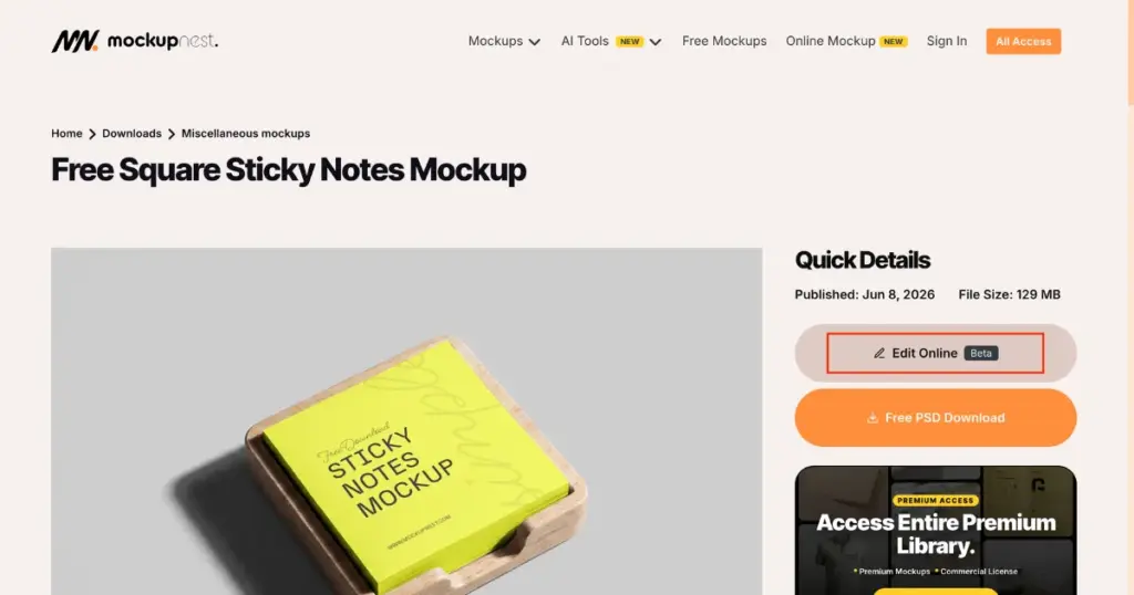 mockupnest mockup online is in beta mode