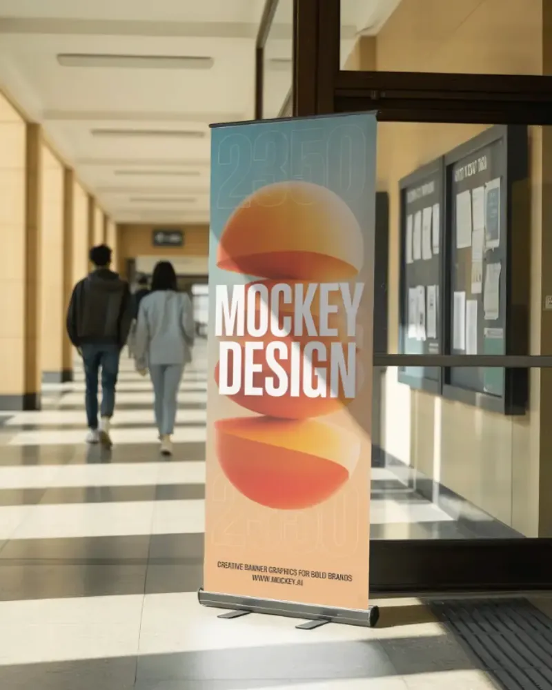 roll up banner mockup in mockey