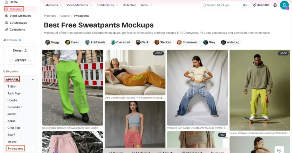 select sweatpants in apparel