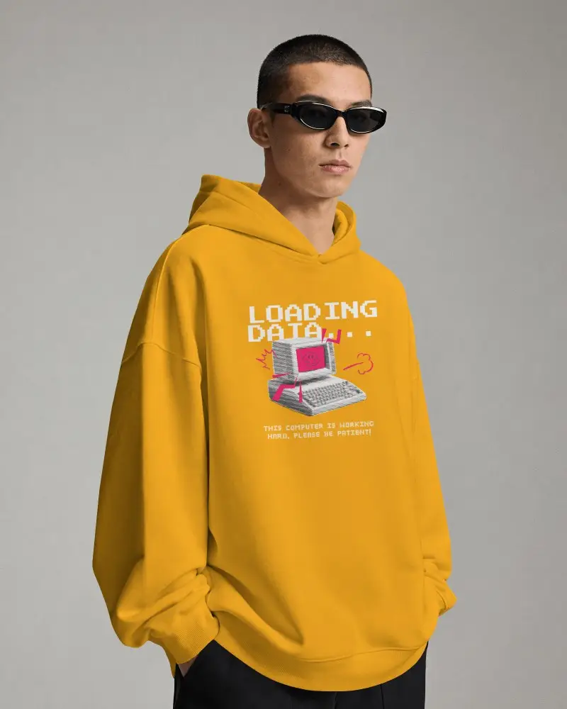studio hoodie mockup on model with front view and clean minimal background