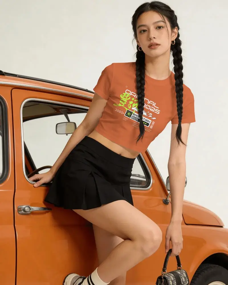 trendy modern fashion crop top mockup unique clean aesthetic branding style