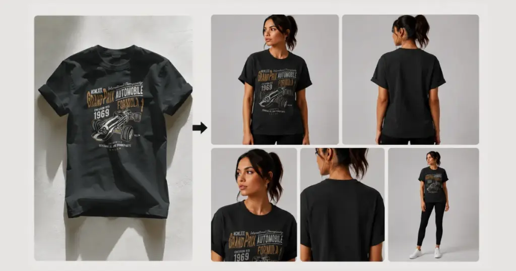 tshirt design AI photoshoot for website