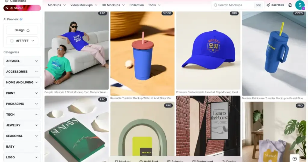 mockey ai different product categories