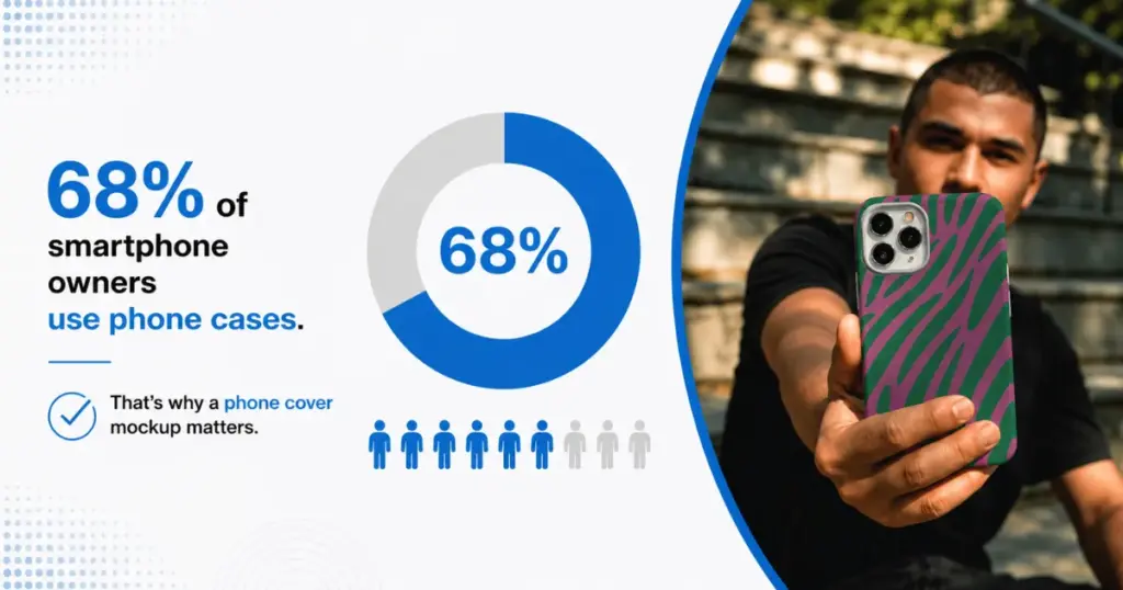 phone cover mockup with usage statistics