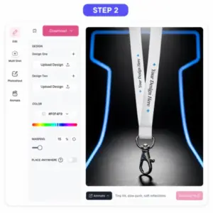 uploading design to mockey ai lanyard mockup generator