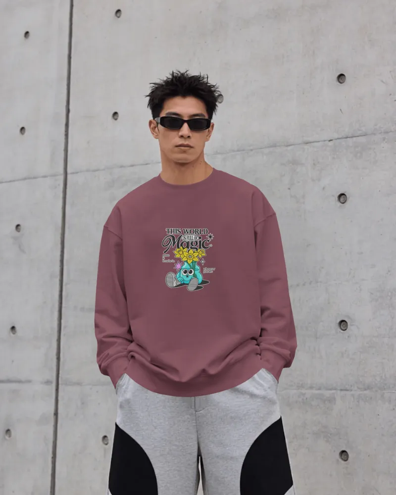 burgundy oversized sweatshirt mockup