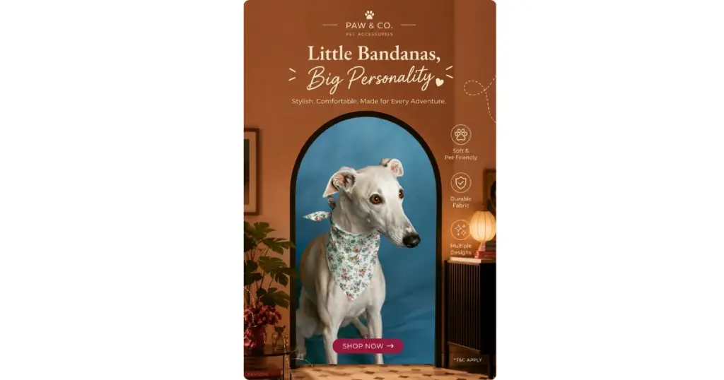 dog bandana social media ad example