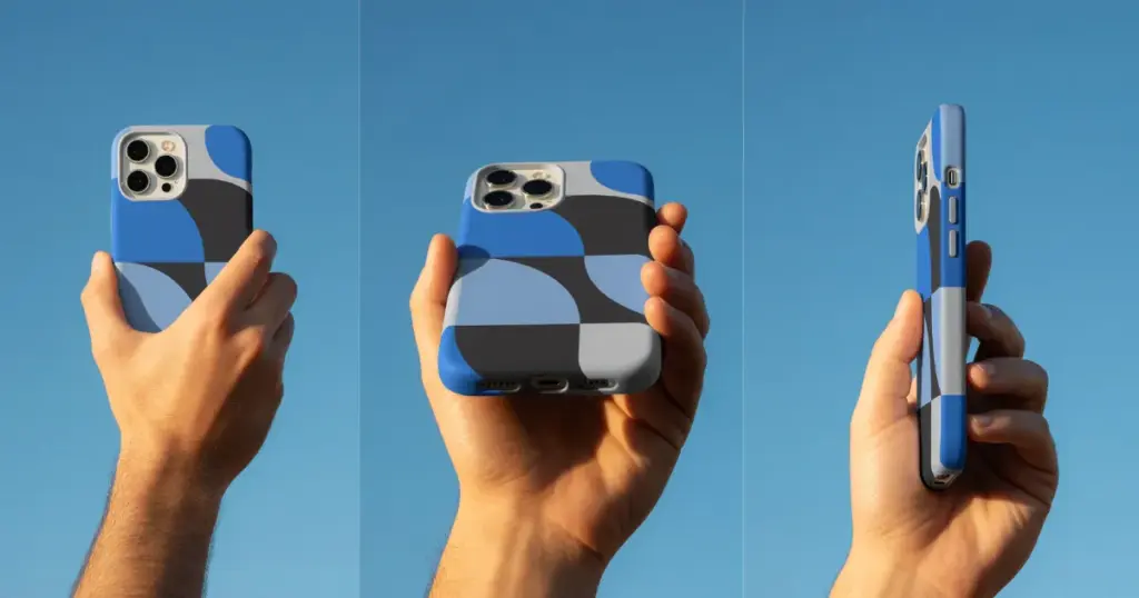 multi shot angles of phone cover mockup