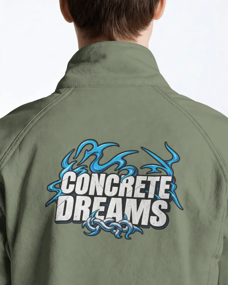 sage green jacket mockup viewed from the back