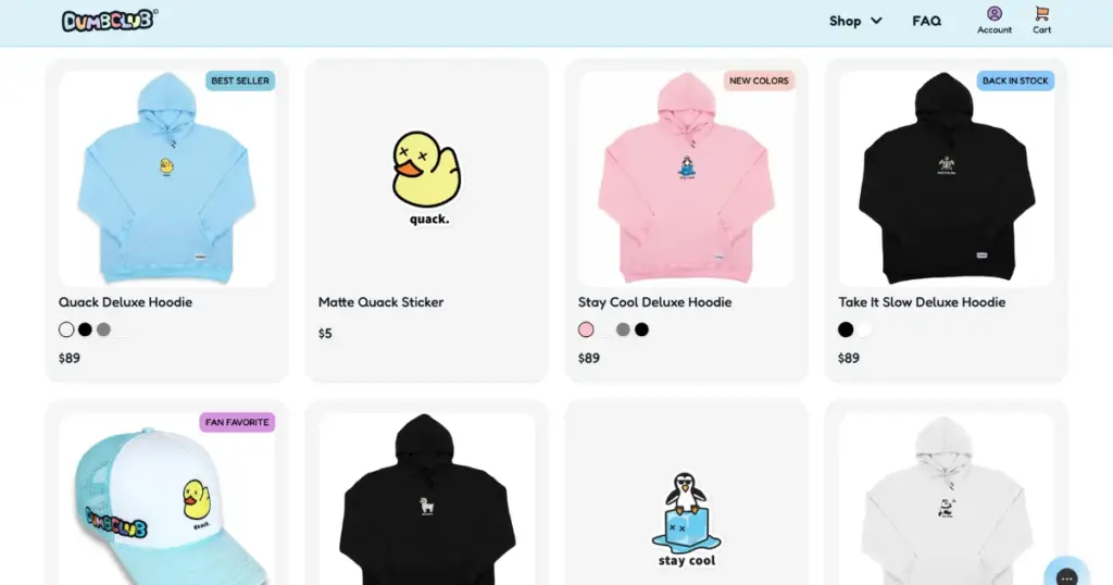 small number of products in dumbclub