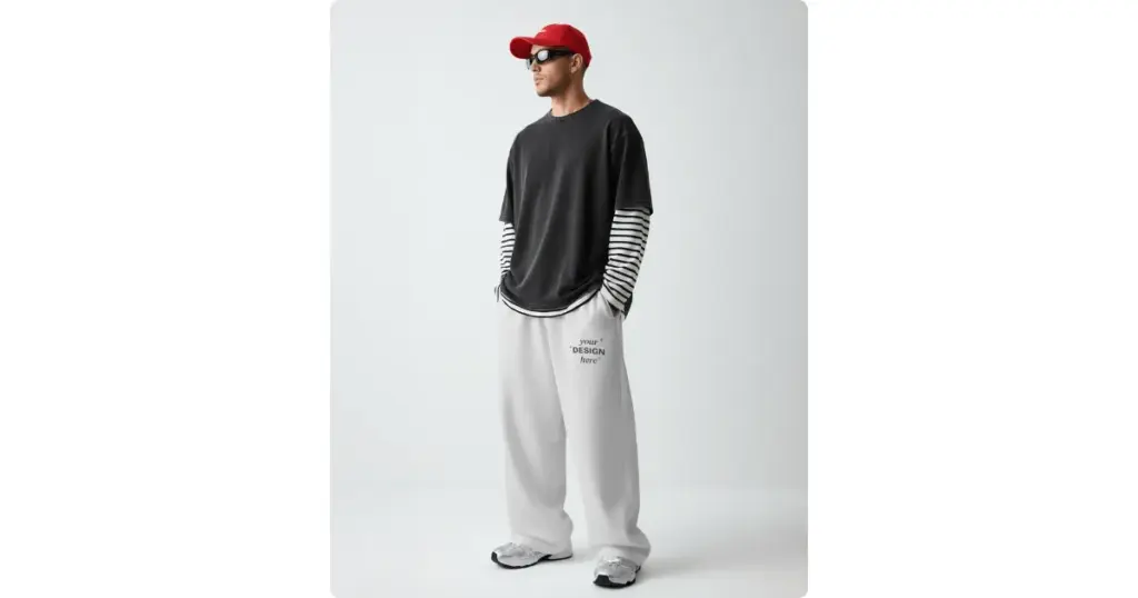 sweatpants mockup on a model