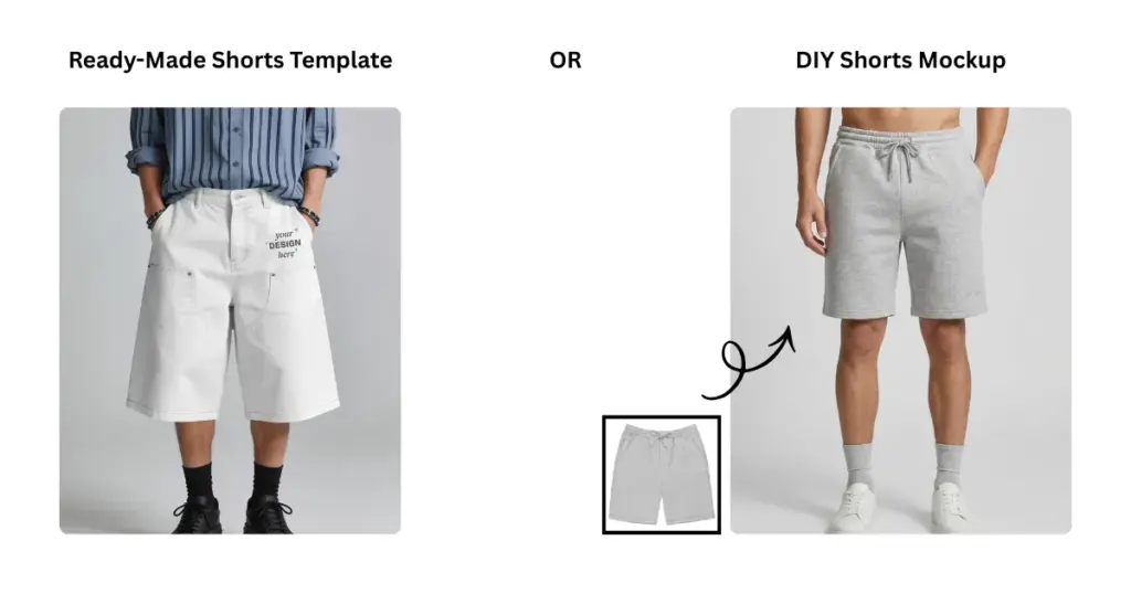 use shorts template or diy mockup in mockey ai